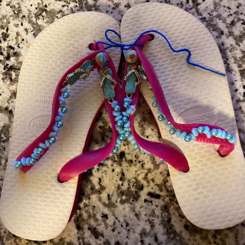 Decorated havaianas flip flop size kid's size 10